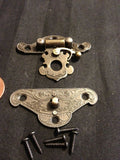4x mini dollhouse Antique Bronze wood box latch Sets Case Lock hinge small b24