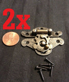 2x mini dollhouse Antique Bronze wood latch Sets Box Case Lock hinge small b24