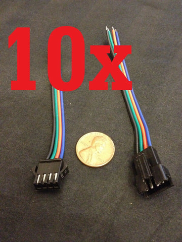 10 set jst 4 PIN Male Female RGB connector Wire Cable 3528 5050 SMD LED Strip a1